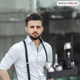 Royalty Line 5-in-1 Draadloos Trimmer en Scheerapparaat Voor Mannen - Tondeuse - Waterdicht - Geschikt Voor Hoofdhaar/Baardhaar - Bodygroomer - Baardtrimmer - Zwart