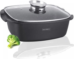 Royalty Line® ACR34M Braadpan Inductie - 6.5 Liter / Ø 34 cm Braadslede - Pan Voor Alle Warmtebronnen - Antiaanbaklaag - Oven Vrij - Pannen Met Aromaknop - Zwart