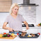 Royalty Line® ATG47M Grillplaat Inductie - 29 x 47 cm Plancha - Grillpan Inductie Voor Alle Warmtebronnen - Oven Vrij - Met Afneembare Handvatten - Zwart