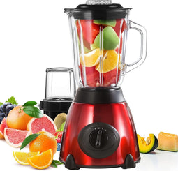 Royalty Line Blender - Smoothie Blender Met Grinder - 1.5 Liter - 3 Snelheden - RVS Met Glazen Kan - Blender To Go - Rood