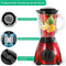 Royalty Line Blender - Smoothie Blender Met Grinder - 1.5 Liter - 3 Snelheden - RVS Met Glazen Kan - Blender To Go - Rood