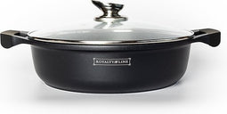 Royalty Line® BR28ML Hapjespan Inductie - Braadpan - Ø 28 cm / 4 Liter - Hapjespannen Voor Alle Warmtebronnen - Antiaanbaklaag Met Deksel - Zwart