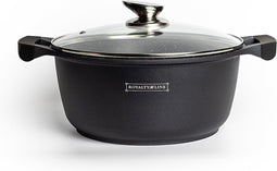 Royalty Line® BS32M Braadpan Inductie - Bakpan Inductie - Soeppan - Ø 32 cm - 8.6 Liter Kookpan Met Glazen Deksel met Koudgrepen - Voor Alle Warmtebronnen - Antiaanbaklaag - Aluminium - Zwart