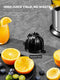 Royalty Line® CPE85 Citruspers Electrisch - Sinaasappelpers Elektrisch - Citrusjuicer Met 2 Perskegels - Citroenpers - RVS / Zwart
