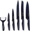 Royalty Line® MB5 Messenset - 6 Delig RVS Messensets - Dunschiller - Koksmessen Set - Keuken Messenset - Keukenset - Broodmes - Vleesmes - Schilmes - Antiaanbaklaag - Zwart