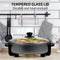Royalty Line® PP18214 Elektrische Hapjespan met Deksel - Ø42cm Partypan XXL - 1500W Elektrische Pan Men Antiaanbaklaag - Snackpan Met Regelbare Warmteniveaus - Zwart