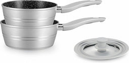 Royalty Line RL-FS2M: 3 Pieces Saucepan Set with Marble Coating