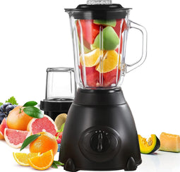 Royalty Line® SME600 Blender - Blender Smoothie Met Koffiemolen - 800W - 1.5 Liter - 3 Snelheden - Smoothie Maker Met Glazen Kan - Blender To Go - Zwart