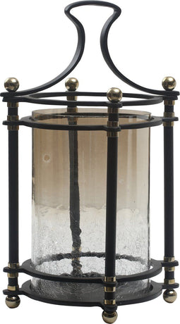 PTMD Xylon Windlicht - 30 x 23,5 x 56 cm - RVS/glas - Zwart