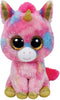 Roze pluche Ty Beanie eenhoorn knuffel Fantasia 15 cm