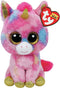 Roze pluche Ty Beanie eenhoorn knuffel Fantasia 15 cm