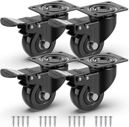 GBL Zwaarlast Zwenkwielen - 4 Remmen - 200 kg - 50 mm - Zwart (4 stuks)