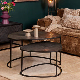 Salontafel set Lana - Salontafel industrieel - Salontafel zwart 65 cm