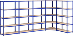 vidaXL - Opbergrek - 5-laags - 5 - st - staal - & - bewerkt - hout - blauw