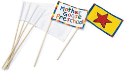 Colorations Canvas Vlaggen met Stok Wit, Set van 12