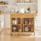 SoBuy Keukeneiland - Keukenwagen - Bamboe MDF RVS - licht bruin - 115x92x46-71cm