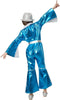 Dressforfun Disco Starlet 158 - verkleedkostuum - V-hals met rits - neonblauw
