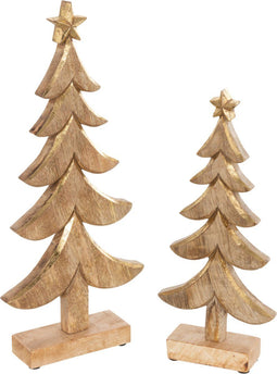 J-Line decoratie Kerstboom - hout - goud - large