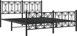 vidaXL - Bedframe - met - voetbord - zonder - matras - metaal - zwart - 160x200 - cm