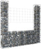 vidaXL - Schanskorf - U-vormig - met - 4 - palen - 380x20x150 - cm - ijzer