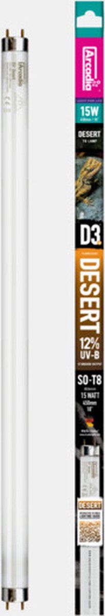 Arcadia D3+ Reptile T8 Lamp 12% Uvb 45Cm 15 Watt