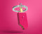 Metalmorphose sleutelhanger ijslolly roze met goud