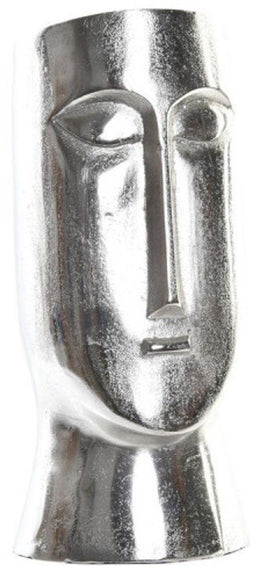 Vaas DKD Home Decor 17 x 16 x 36 cm Gezicht Zilverkleurig Aluminium Modern