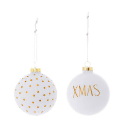 Bloomingville - Glazen kerstballen - Set van 4 - Wit/goud (set van 4)