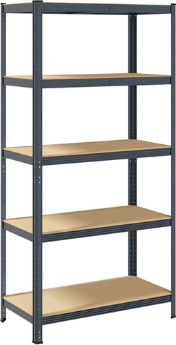 vidaXL - Opbergrek - 5-laags - staal - & - bewerkt - hout - antracietkleurig
