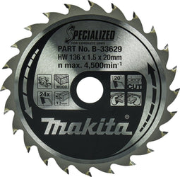 Makita B-33629 - Cirkelzaagblad 136 mm - ATAF vertanding - 24 tanden (1 stuk)