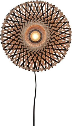 GOOD&MOJO Wandlamp Kalimantan - Bamboe/Zwart - Ø30cm - Binnen Modern