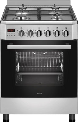 Wiggo WO-E609R - Vrijstaand Gasfornuis - 4 kookzones - 60 cm - 66 Liter - Roestvrijstaal