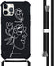 iMoshion Hoesje Geschikt voor iPhone 12 Pro / 12 Hoesje Met Koord - iMoshion Design Hoesje met Koord - Wit / Zwart / Woman Flower Black