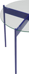 HÜBSCH INTERIOR - BEAM ronde blauwe bijzettafel van metaal met blad van glas - Ø45 x h42cm
