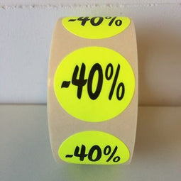 Klika - Etiket fluor geel 27mm -40% 500/rol - 30 stuks