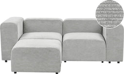 FALSTERBO - Modulaire tweezitsbank met ottomaan - Grijs - Corduroy