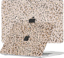 Lunso Geschikt voor MacBook Air 15 inch M2/M3 (2023-2024) cover hoes - case - Leopard Rose Gold