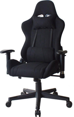 Bureaustoel Thomas - gamestoel racing stijl - stof bekleding - zwart