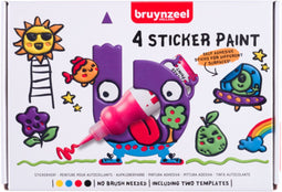 Bruynzeel Stickerverfset - Stickerverf - 4 kleuren + 2 sjablonen