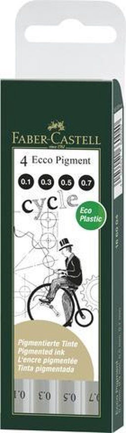 Faber-Castell fineliners - Ecco Pigment - 4-delig etui 0,1mm / 0,3mm / 0,5mm / 0,7mm - zwart - FC-166004