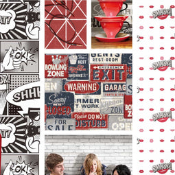 Noordwand - Behang - Urban - Friends - & - Coffee - Billboards - Small - blauw - en - rood