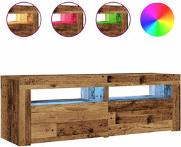 vidaXL - Nachtkastjes - 2 - st - met - LED's - 60x35x40 - cm - oud - houtkleurig