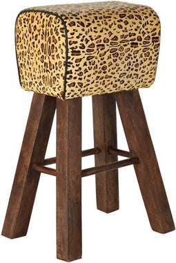 Kruk DKD Home Decor Zwart Hout Bruin Leer (43 x 35 x 75 cm)