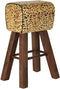 Kruk DKD Home Decor Zwart Hout Bruin Leer (43 x 35 x 75 cm)