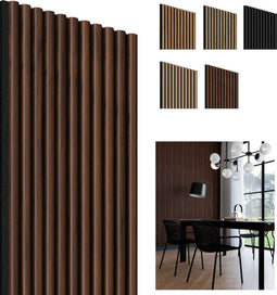 Perel Akoestisch wandpaneel - Geluidsabsorberend - Donkere walnoot en zwart vilt - 1250 x 300mm (set van 4)