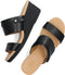 UGG Ebele - Dames Sandalen met Sleehak 6,5 cm - Zwart Leer - Maat 37