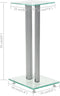 vidaXL - Speakerstandaarden - zuil-ontwerp - gehard - glas - zilver - 2 - st