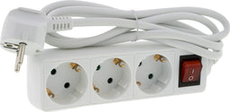 Exin Stekkerdoos - Drievoudige Verlengsnoer - Met Schakelaar - 1,5 meter - Wit