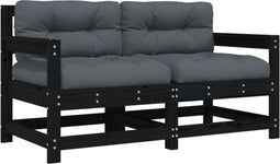 vidaXL - Tuinstoelen - 2 - st - met - kussens - massief - grenenhout - zwart