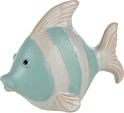 J-Line decoratie Vis - porselein - wit/azuur - small